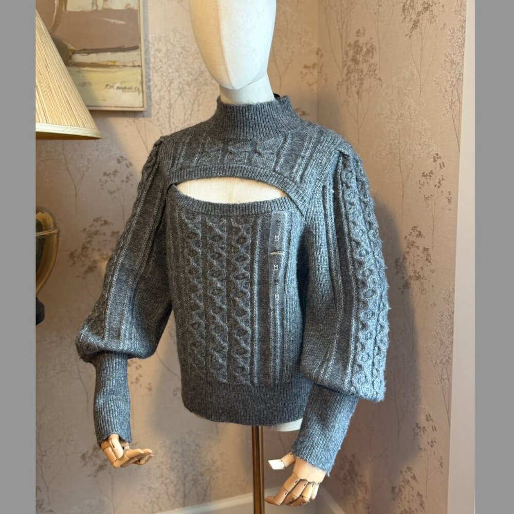 Tommy Hilfiger Women's Cable-knit Keyhole Mock neck Sweater